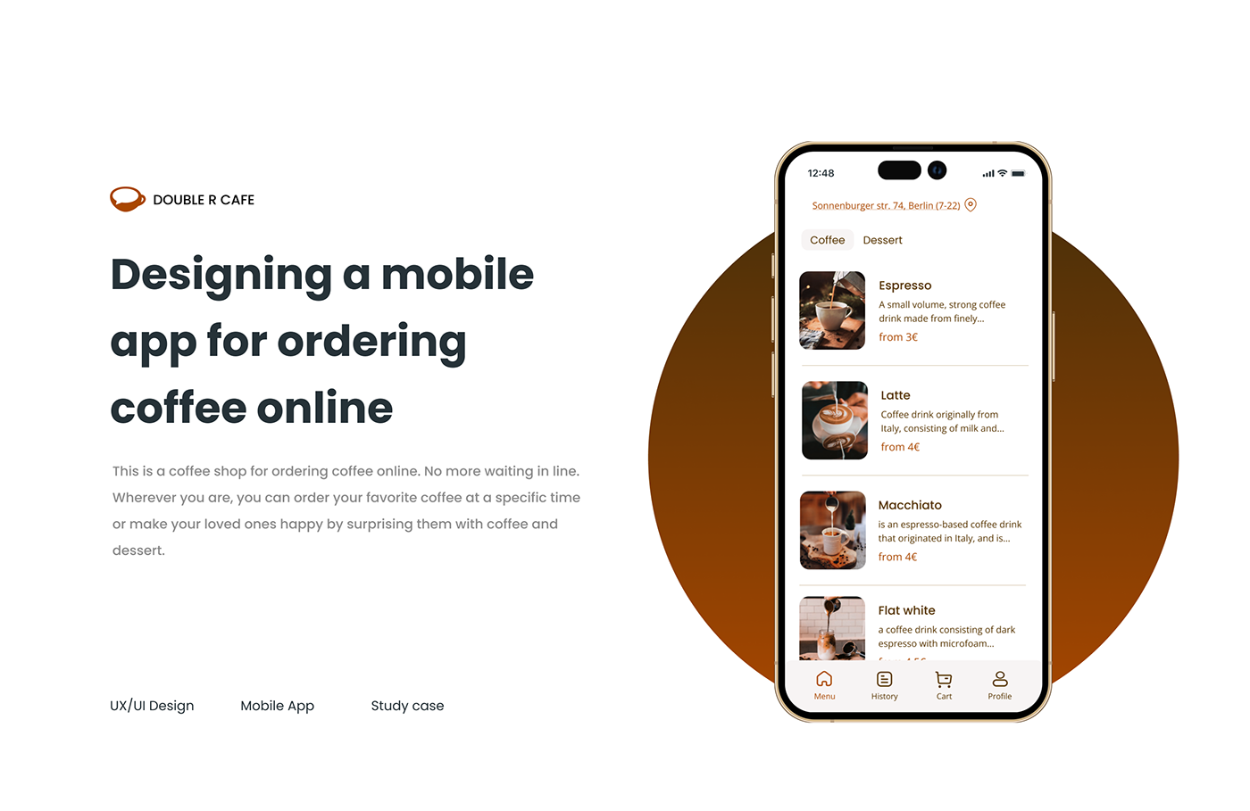 Coffee App Behance project cover